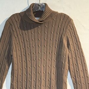 Liz & Co Women’s Brown Long Sleeves Collared Knitted Pullover Sweater Petite XL